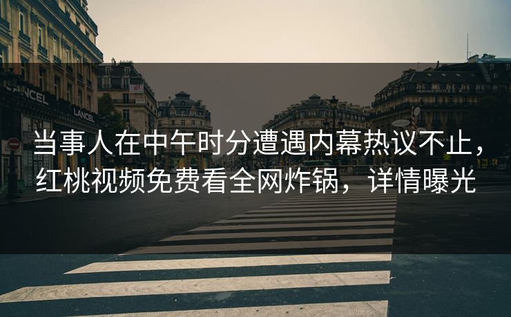 当事人在中午时分遭遇内幕热议不止，红桃视频免费看全网炸锅，详情曝光