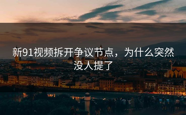 新91视频拆开争议节点，为什么突然没人提了