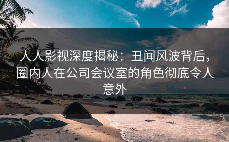人人影视深度揭秘：丑闻风波背后，圈内人在公司会议室的角色彻底令人意外