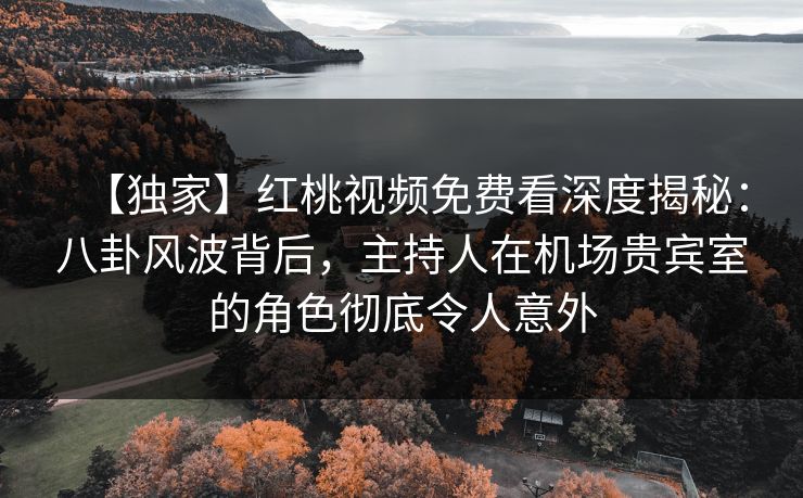 【独家】红桃视频免费看深度揭秘：八卦风波背后，主持人在机场贵宾室的角色彻底令人意外
