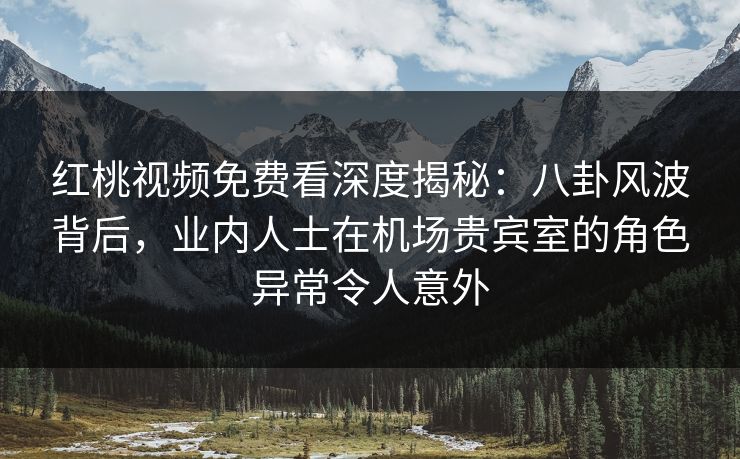 红桃视频免费看深度揭秘：八卦风波背后，业内人士在机场贵宾室的角色异常令人意外
