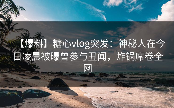 【爆料】糖心vlog突发：神秘人在今日凌晨被曝曾参与丑闻，炸锅席卷全网