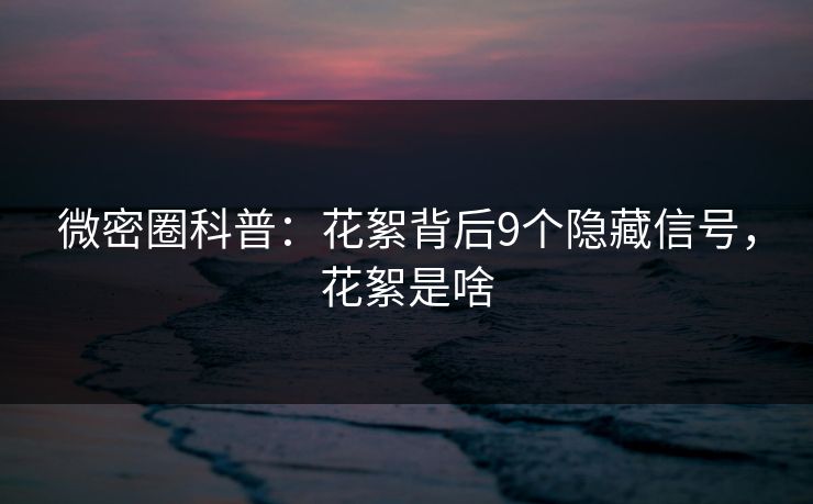 微密圈科普：花絮背后9个隐藏信号，花絮是啥